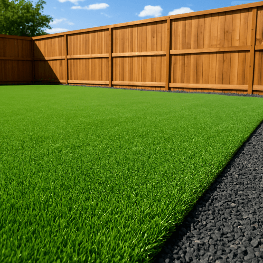 Austin Backyard Gets Artificial Turf and Blackstar Gravel Border