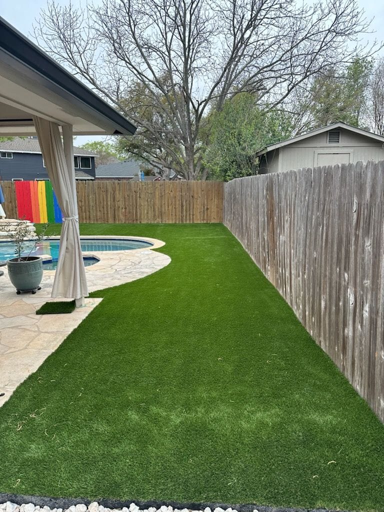 Artificial Turf Installation in Residential Backyard